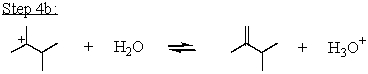 Which mechanistic step in the acid-catalyzed dehydration of 3,3-dimethyl-2-butanol is the rate determining step? A)    B)    C)    D)    E)   
