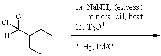Which would be the major product of the following reaction sequence?   A)  (CH<sub>3</sub>CH<sub>2</sub>) <sub>2</sub>C=C=CHT B)  (CH<sub>3</sub>CH<sub>2</sub>) <sub>2</sub>C=C=CH<sub>2</sub> C)  (CH<sub>3</sub>CH<sub>2</sub>) <sub>2</sub>CHCCT D)  (CH<sub>3</sub>CH<sub>2</sub>) <sub>2</sub>CHCH=CHT E)  None of the above