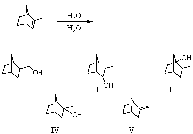 Which product would you expect from the following reaction?   A)  I B)  II C)  III D)  IV E)  V