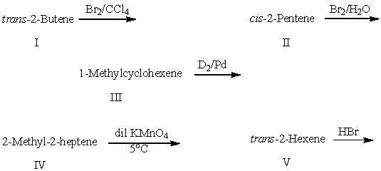 Which reaction is NOT stereospecific?   A)  I B)  II C)  III D)  IV E)  V