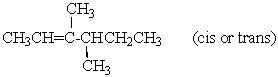 An alkene adds hydrogen in the presence of a catalyst to give 3,4-dimethylhexane.Ozonolysis of the alkene followed by treatment with zinc and acetic acid gives a single organic product.The structure of the alkene is: A)    B)    C)    D)    E)   