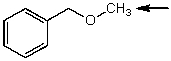 Which one of the following best represents the predicted approximate chemical shift and coupling for the hydrogen(s) indicated with the arrow?   A)  1.10 ppm,singlet B)  2.10 ppm,doublet C)  3.40 ppm,singlet D)  4.5 ppm,singlet E)  3.5 ppm,quartet