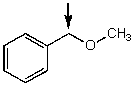 Which one of the following best represents the predicted approximate chemical shift and coupling for the hydrogen(s) indicated with the arrow?   A)  1.10 ppm,singlet B)  2.10 ppm,triplet C)  3.40 ppm,triplet D)  4.5 ppm,singlet E)  5.3 ppm,doublet