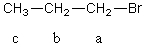 For the C2 methylene group in 1-bromopropane,the theoretical multiplicity in the <sup>1</sup>H NMR spectrum,presuming that J<sub>ab</sub> is sufficiently different from J<sub>bc</sub> and that the instrument has sufficient resolving power,is which of these?   A)  2 B)  5 C)  6 D)  8 E)  12