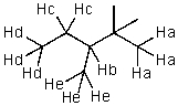 Which hydrogen would be abstracted first when mono-brominating with Br<sub>2</sub> and light?   A)  Ha B)  Hb C)  Hc D)  Hd E)  He