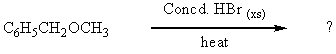 What would be the major product(s) of the following reaction   A)  C<sub>6</sub>H<sub>5</sub>Br + CH<sub>3</sub>OH B)  C<sub>6</sub>H<sub>5</sub>CH<sub>2</sub>Br + CH<sub>3</sub>Br C)  C<sub>6</sub>H<sub>5</sub>CH<sub>2</sub>OH + CH<sub>3</sub>Br D)  C<sub>6</sub>H<sub>5</sub>CH<sub>2</sub>Br + CH<sub>3</sub>OH E)  C<sub>6</sub>H<sub>5</sub>CH<sub>2</sub>CH<sub>2</sub>Br