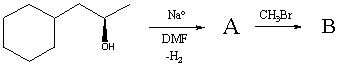 Complete the following reaction sequence,giving structures for compounds A and B:  