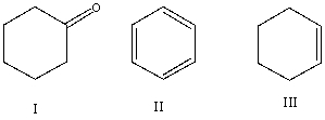 List the following compounds in order of increasing level of oxidation:   A)  I,II,III B)  III,II,I C)  II,I,III D)  III,I,II E)  I,III,II