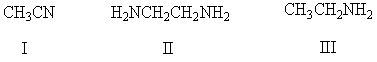 List the following compounds in order of increasing level of oxidation:   A)  I,II,III B)  III,II,I C)  II,I,III D)  III,I,II E)  I,III,II