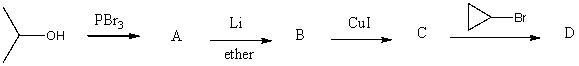 Predict the product D of the following reaction sequence:  