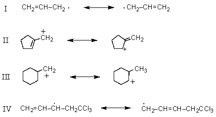 Which is not an example of resonance?   A)  I B)  II C)  III D)  IV E)  None of these are examples of resonance.