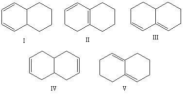 Select the structure of the isolated diene.   A)  I B)  II C)  III D)  IV E)  V