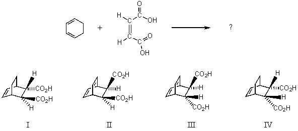 Which is the major product of the following reaction?   A)  I B)  II C)  III D)  IV E)  None of these