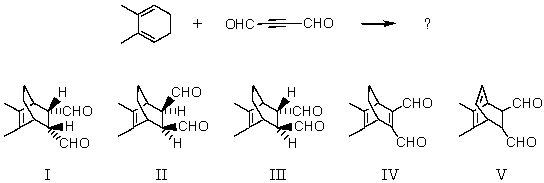 Which is the major product of the following reaction?   A)  I B)  II C)  III D)  IV E)  V