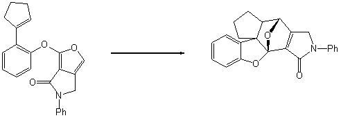 Draw arrows to indicate the electron flow for the following intramolecular Diels-Alder cycloaddition reaction:  