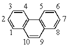 Recalling that benzene has a resonance energy of 152 kJ mol<sup>-1</sup> and naphthalene has a resonance energy of 255 kJ mol<sup>-1</sup>,predict the positions which would be occupied by bromine when phenanthrene (below) undergoes addition of Br<sub>2</sub>.   A)  1,2 B)  1,4 C)  3,4 D)  7,8 E)  9,10