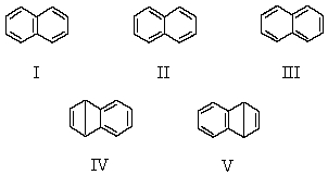 Which of these is the single best representation for naphthalene?   A)  I B)  II C)  III D)  IV E)  V
