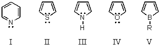 Which compound would you NOT expect to be aromatic?   A)  I B)  II C)  III D)  IV E)  V