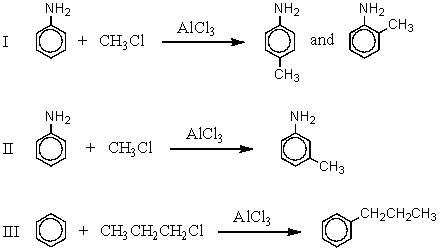 Which of the following reactions would give the product(s) indicated in substantial amounts (i.e. ,in greater than 50% yield) ?   A)  I B)  II C)  III D)  All of these E)  None of these