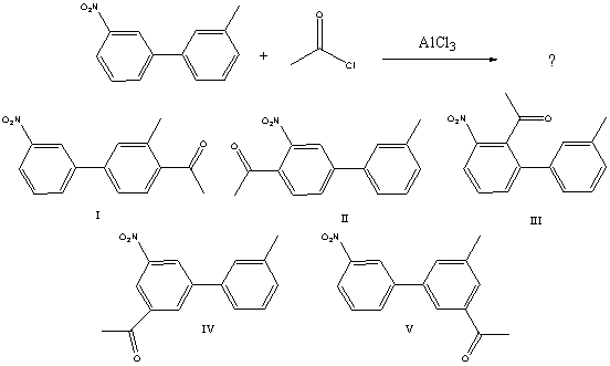 What would you expect to be the major product obtained from the following reaction?   A)  I B)  II C)  III D)  IV E)  V