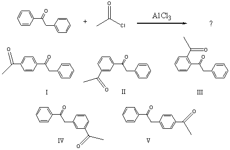 The major product(s) of the following reaction,   would be: A)  I B)  II C)  III D)  IV E)  V
