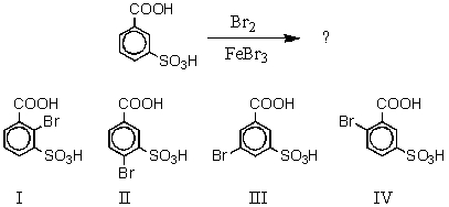 What would you expect to be the major product obtained from the following reaction?   A)  I B)  II C)  III D)  IV E)  Equal amounts of II and IV