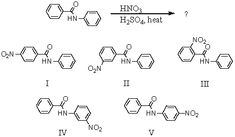 What would you expect to be the major product obtained from the following reaction?   A)  I B)  II C)  III D)  IV E)  V