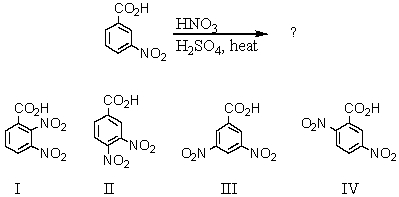 What would be the major product(s) of the following reaction?   A)  I B)  II C)  III D)  IV E)  Approximately equal amounts of II and IV