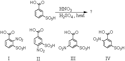 What would you expect to be the major product(s) obtained from the following reaction?   A)  I B)  II C)  III D)  IV E)  Equal amounts of I and II