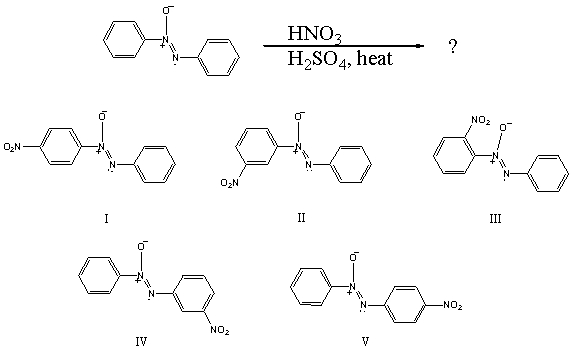 What would you expect to be the major product obtained from the following reaction?   A)  I B)  II C)  III D)  IV E)  V