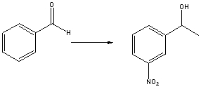 Which is the best sequence of reactions for the following transformation?   A)  i) HNO<sub>3</sub>,H<sub>2</sub>SO<sub>4</sub>;ii) CH<sub>3</sub>MgBr,Et<sub>2</sub>O;iii) H<sub>2</sub>O,NH<sub>4</sub>Cl B)  i) CH<sub>3</sub>MgBr,Et<sub>2</sub>O;ii) H<sub>3</sub>O<sup>+</sup>,heat;iii) HNO<sub>3</sub>,H<sub>2</sub>SO<sub>4</sub> C)  i) HNO<sub>3</sub>,H<sub>2</sub>SO<sub>4</sub>;ii) NaBH<sub>4</sub>,H<sub>2</sub>O;iii) H<sub>3</sub>O<sup>+</sup>,heat D)  i) HNO<sub>3</sub>,H<sub>2</sub>SO<sub>4</sub>;ii) LiAlH<sub>4</sub>,H<sub>2</sub>O;iii) H<sub>3</sub>O<sup>+</sup>,heat E)  None of these syntheses is satisfactory.