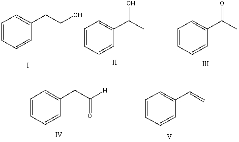 Select the structure of the major product in the following reaction.     A)  I B)  II C)  III D)  IV E)  V