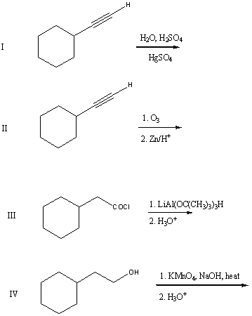 A good synthesis of     A)  I B)  II C)  III D)  IV E)  All of these are equally useful.