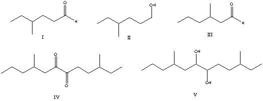Select the structure of the major product in the following reaction.     A)  I B)  II C)  III D)  IV E)  V