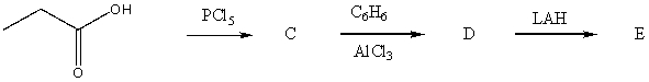 The product,E,of the following reaction sequence,   would be:   A)  I B)  II C)  III D)  IV E)  V