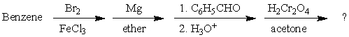 Complete the following reaction sequence,giving structural details of all significant intermediates and the final product.  