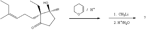 In the total synthesis of the Cecropia juvenile hormone,the following sequence of reactions were used.Draw the intermediate and final product formed.  