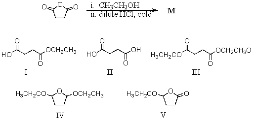 Predict the major organic product of the reaction sequence,   A)  I B)  II C)  III D)  IV E)  V