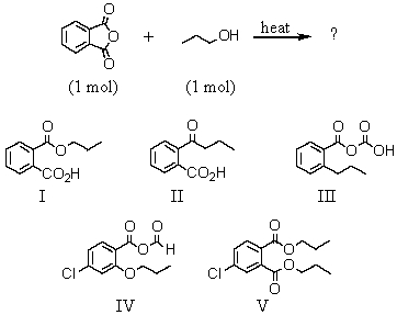 The product of the following reaction is:   A)  I B)  II C)  III D)  IV E)  V