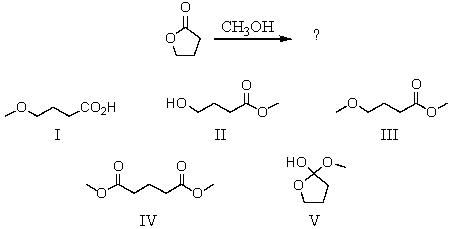 What is the product of this reaction?   A)  I B)  II C)  III D)  IV E)  V