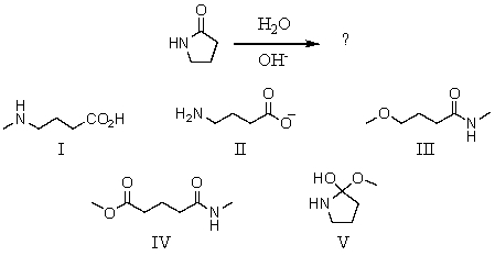 What is the product of this reaction?   A)  I B)  II C)  III D)  IV E)  V