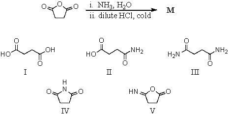 Predict the major organic product of the reaction sequence,   A)  I B)  II C)  III D)  IV E)  V