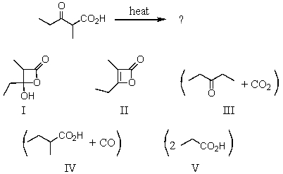 Identify the product(s) of the following reaction.   A)  I B)  II C)  III D)  IV E)  V
