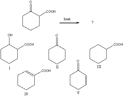 Identify the product(s) of the following reaction.   A)  I B)  II C)  III D)  IV E)  V