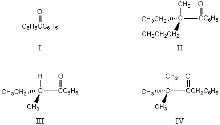 Which of the following would undergo racemization in base?   A)  I B)  II C)  III D)  IV E)  Both III and IV