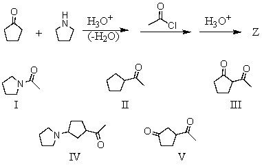 What is the product,Z,of the following reaction sequence?   A)  I B)  II C)  III D)  IV E)  V