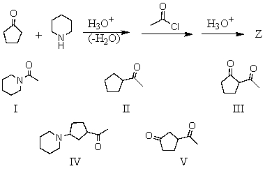 What is the product,Z,of the following reaction sequence?   A)  I B)  II C)  III D)  IV E)  V