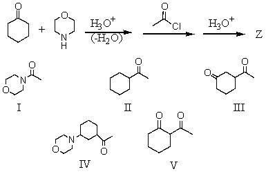 What is the product,Z,of the following reaction sequence?   A)  I B)  II C)  III D)  IV E)  V