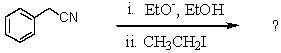 What is the expected final product when phenylacetonitrile is subjected to the following reaction sequence?  