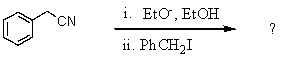 What is the expected final product when phenylacetonitrile is subjected to the following reaction sequence?  
